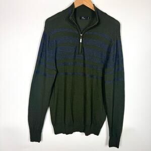 NEVE Men's Merino Wool 1/4 Zip Sweater Green Size Medium
